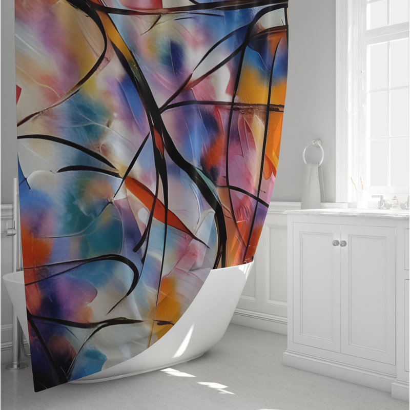 Rideau de douche abstrait Conoly, H 72 po x l 70 po