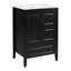 Meuble-lavabo de 24 po avec lavabo, une armoire avec porte à fermeture en douceur, 3 tiroirs à fermeture en douceur, poignées en métal rétro, noir