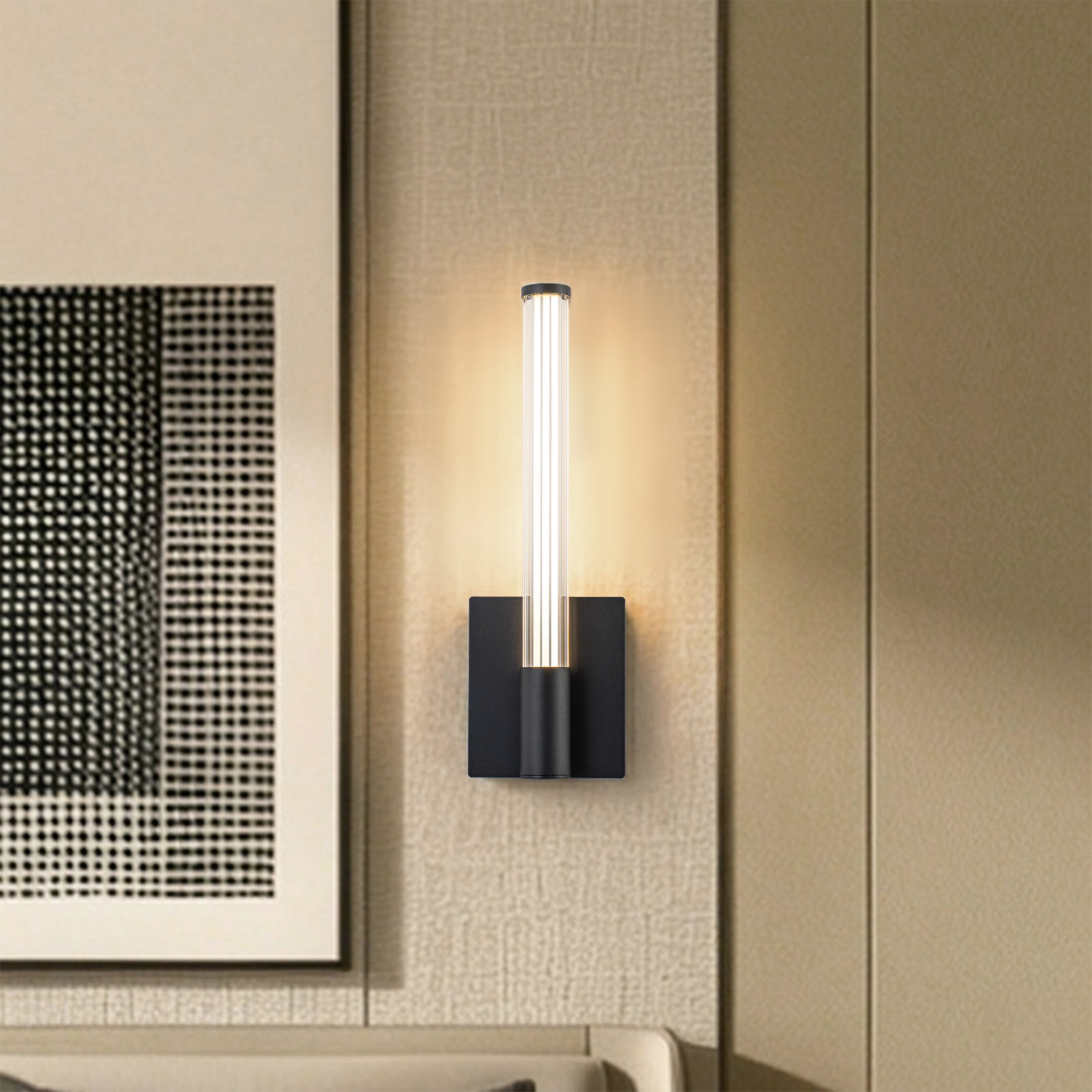 Maxe Dimmable LED Wall Sconce, 16-in, Black