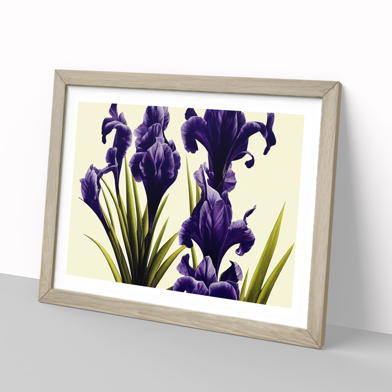 Desirable Iris Flowers 1 Piece Single Picture Frame Painting, 25cm H x 34cm W x 2cm D, Oak