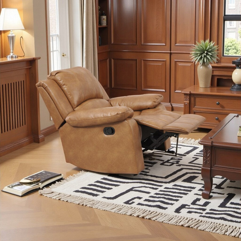 Classic Charlotte Glider Recliner - Smooth Gliding Motion with Latch-Activated Recline?, Brown Faux Leather