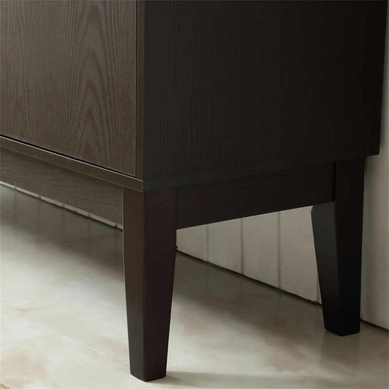 Buffet console, armoire multimédia avec tablettes réglables, Espresso