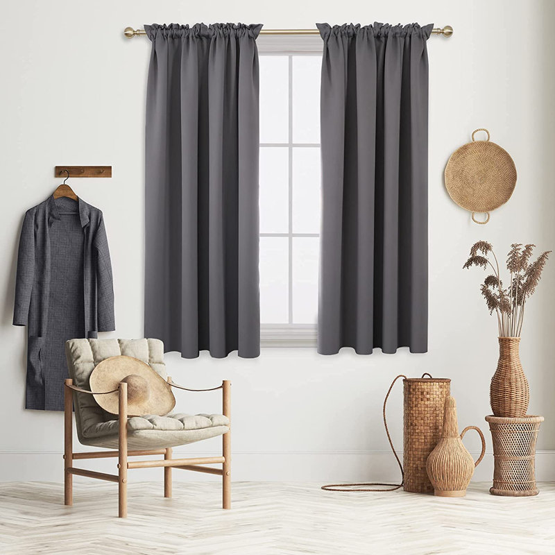 Peniste Room Darkening Curtain Pair, 52" W x 45" L, Dark Gray