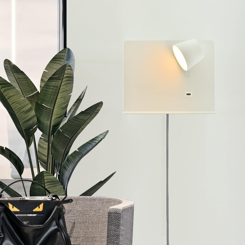 Luminaires muraux modernes modernes à DEL avec tablette et port USB pour la chambre à coucher