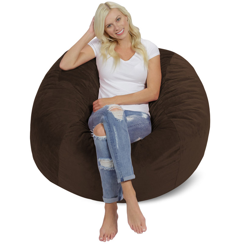 Fauteuil à billes - Fauteuil à billes rond rembourré en mousse à mémoire de forme avec housse amovible et lavable à la machine - Fauteuil à billes avec housse en microfibre douce - Plusieurs tailles et plusieurs tissus lavables à la machine