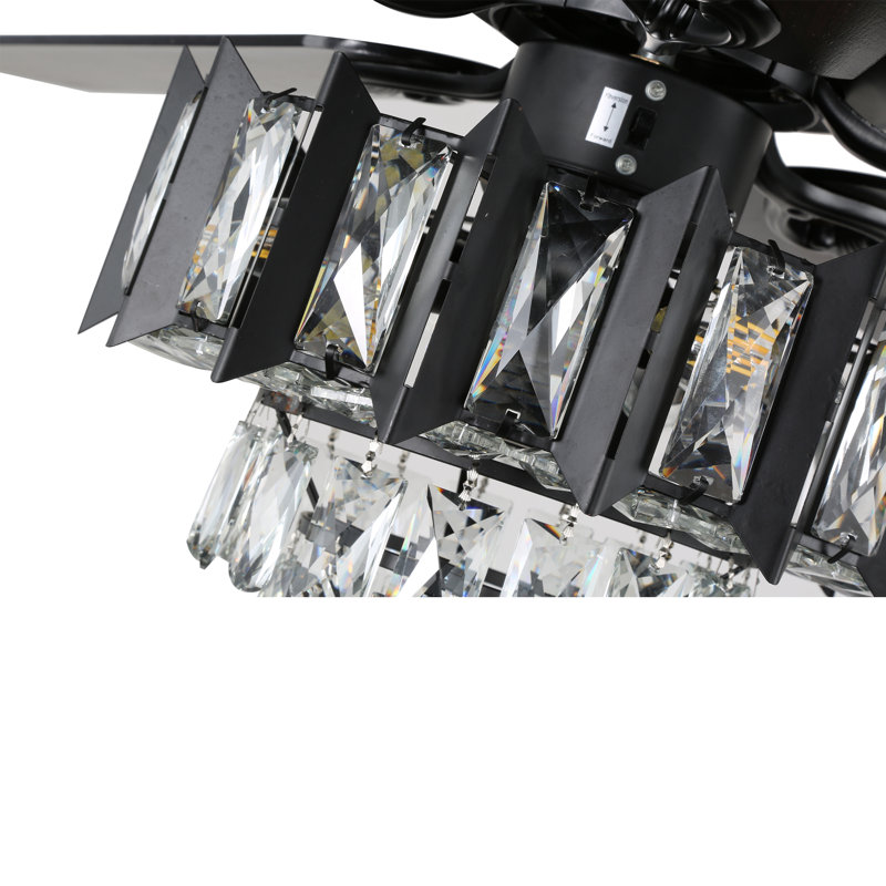 Ventilateur de plafond standard à 5 pales de 52 po avec télécommande et ensemble d'éclairage inclus Andella, Noir