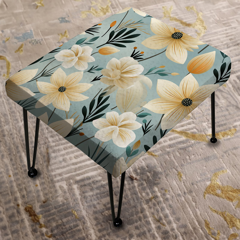 Coastal Harmony Floral Pattern I - Floral Rectangle Ottoman