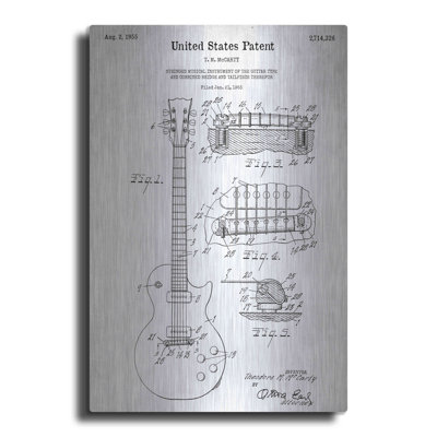 Gibson Les Paul Guitar Vintage Patent Blueprint White - Unframed Print -  17 Stories, 5E95743FDF71483A995653063053B352