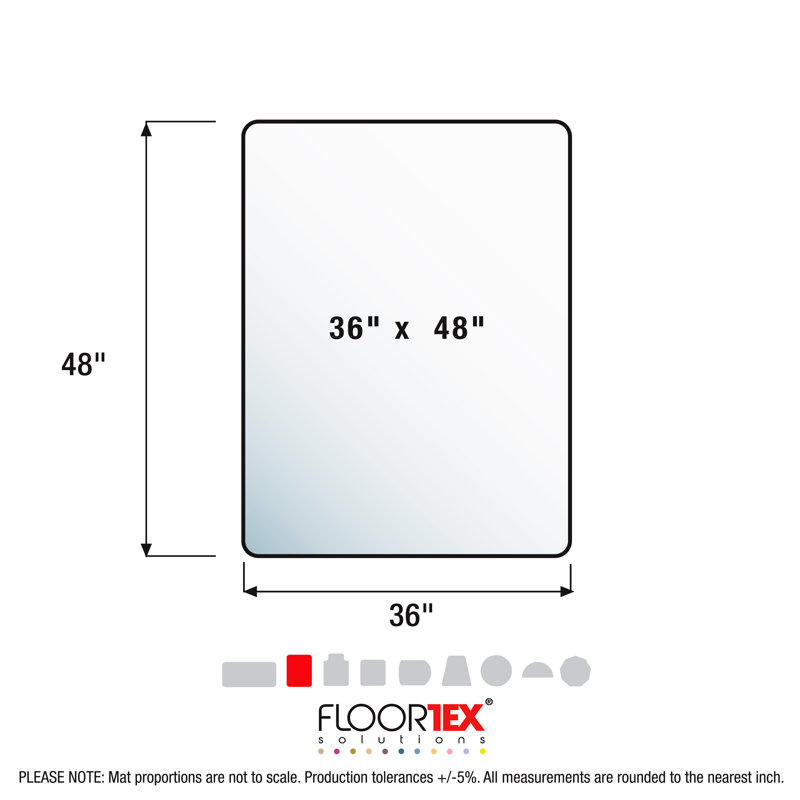 Cleartex Evolutionmat Enhanced Polymer Rectangular Chair Mat for Carpets up to 3/8", 36" x 48"