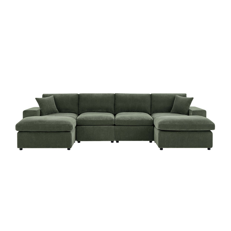 Canapé modulaire symétrique en velours côtelé, Vert foncé
