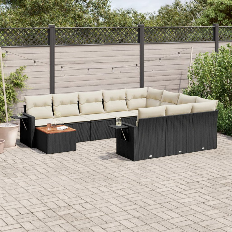 Ensemble de canapé de jardin Vidaxl noir, blanc crème