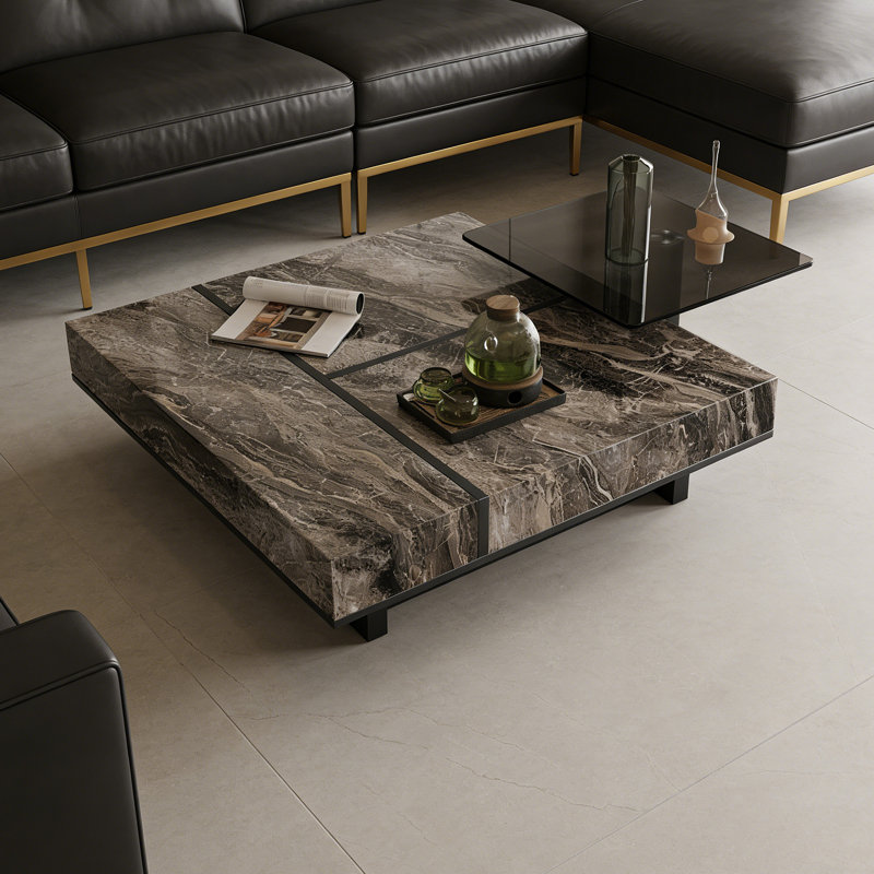 Ensemble de tables basses Simplicity Home, H 11,81 po x L 35,43 po x l 35,43 po, Noir/gris
