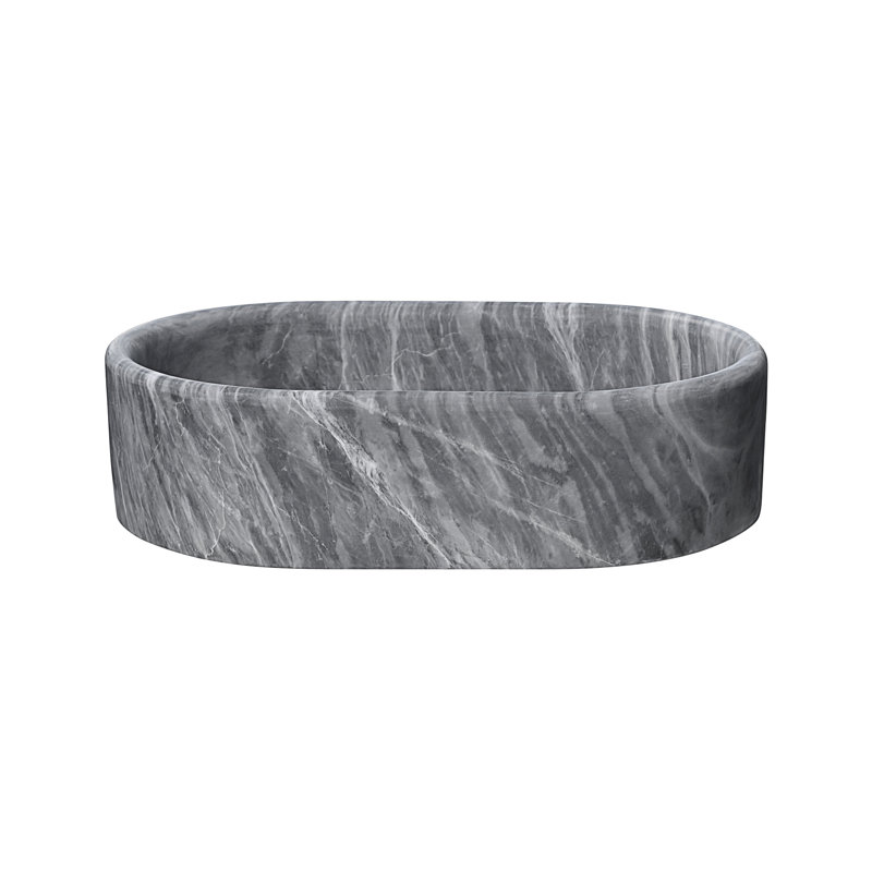Carrara Gray Natural Marble Bathroom Vessel Sink, Gray