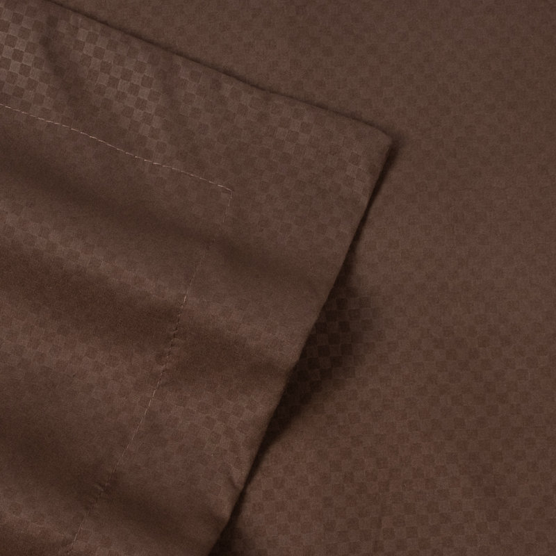 Checkered Embossed Bed In A Bag Comforter Set, Chocolate, King Comforter + 7 Additional Pieces