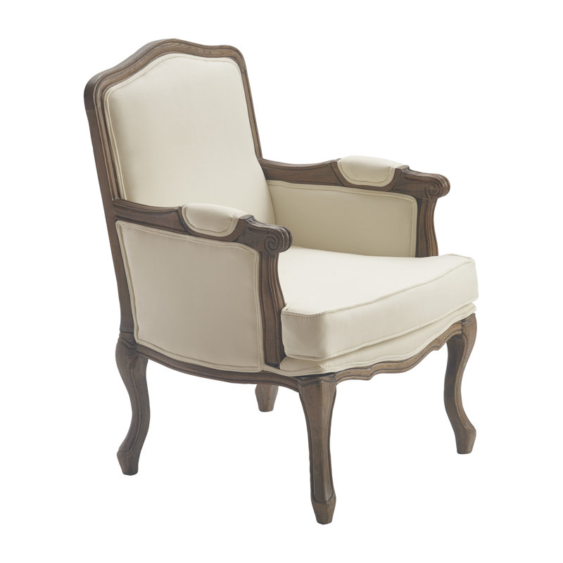 Cream Upholstered Wood Frame Accent Armchair