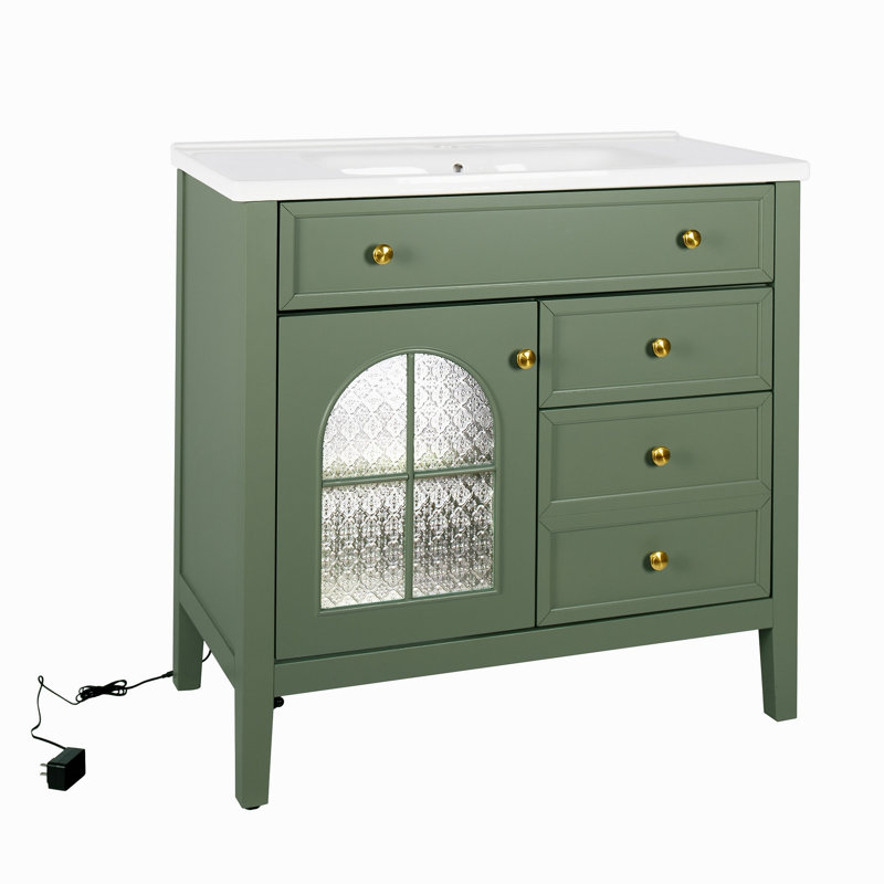 Armoire de salle de bain 35,6 ", seulement armoire, vert, Vert
