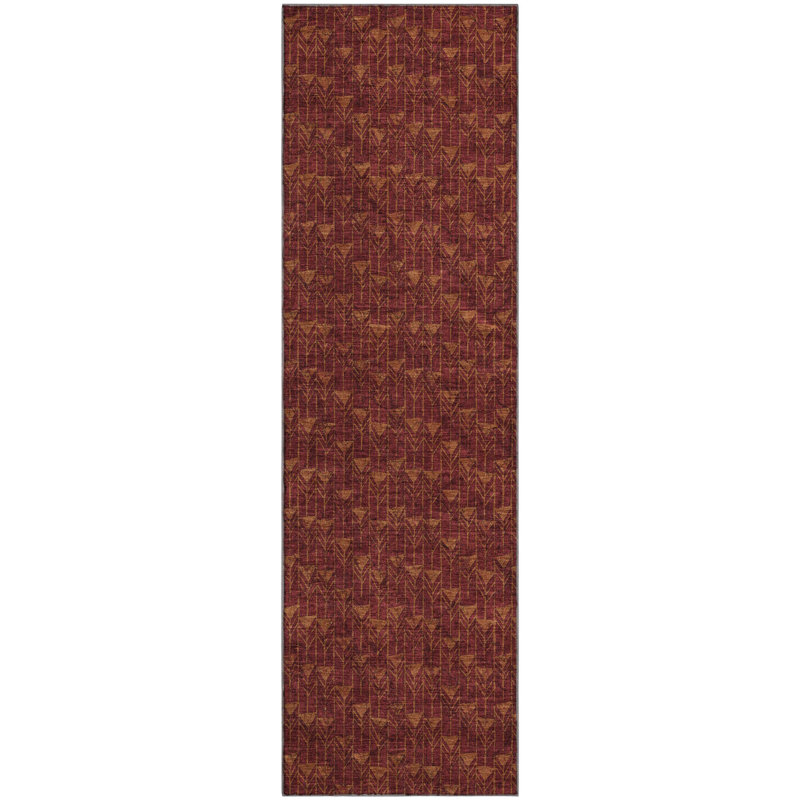 Premium Machine Washable Cerrito AMF514 Burgundy Rug, Runner 2'3" x 7'6"