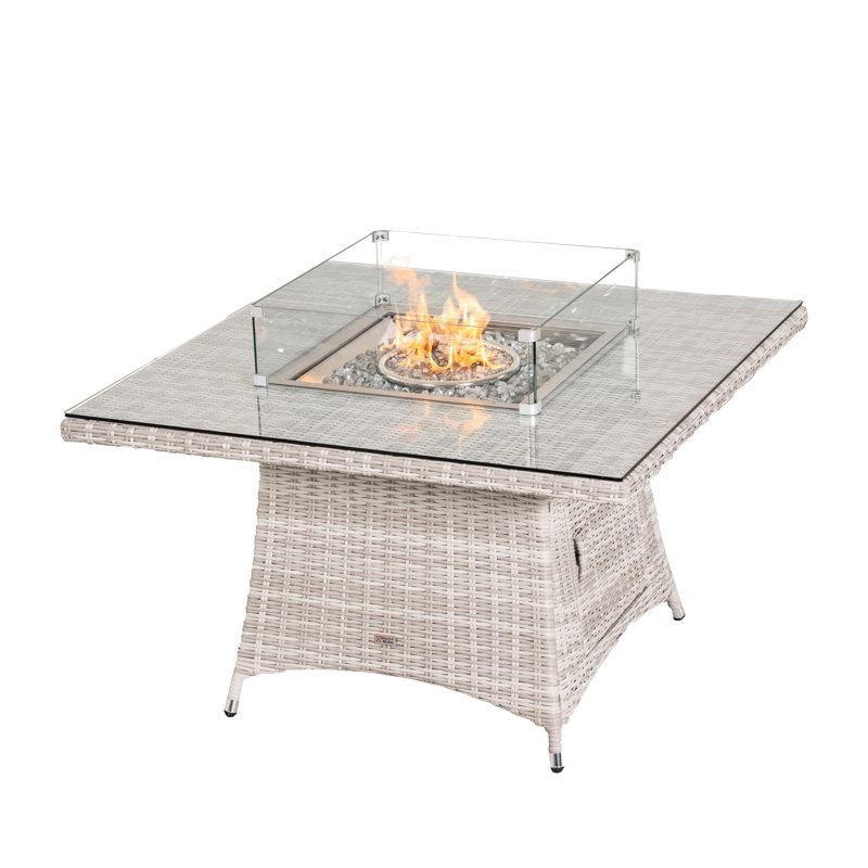 Table carrée en osier avec réservoir de carburant caché