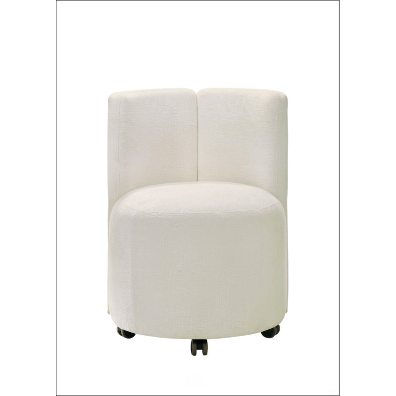 Chaise d'appoint en chenille blanche avec pivot
