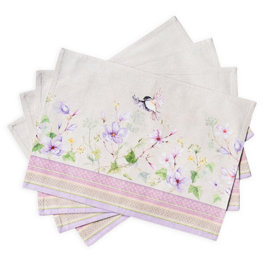 Maison d'Hermine Magnolia Mornings, ensemble de 4 napperons 100 % coton - 33 x 48 cm
