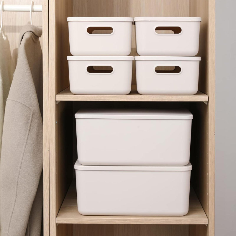 Paniers de rangement en plastique avec couvercles organisateurs
