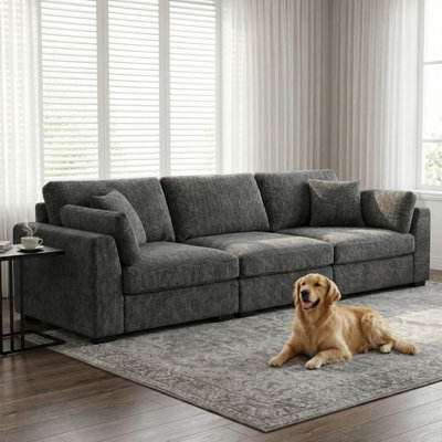 Squared Arm Wide Seat Upholstered Sofa