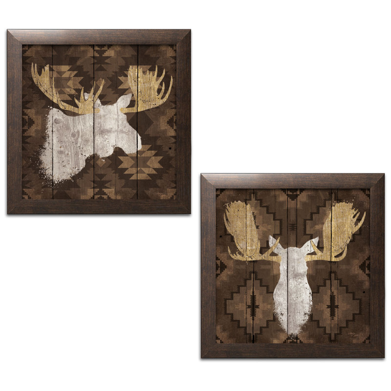 Precious Antlers IV And Precious Antlers III by Wellington Studio - 2 Piece Print on Canvas, Brown Framed Paper