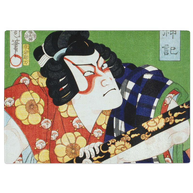 Tempered Glass Warrior by Toyohara Kunichika Cutting Board, 39 cm W x 28.5 cm L