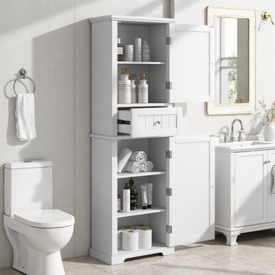 Armoire de rangement autoportante pour salle de bain avec tiroir - Tablette réglable, résistante à l'eau pour meuble-lavabo et salle de lavage