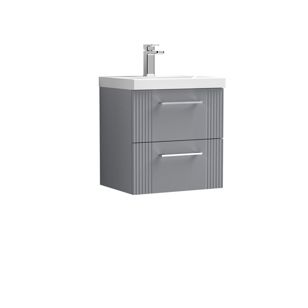 Nuie Satin Grey Deco Wall Hung 2 Drawer Vanity Unit And Thin Edge Ceramic Basin | | Mdf | 500Mm - Image 3