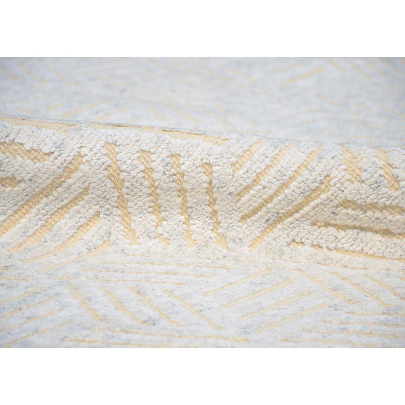 Tapis blanc en laine noué à la main, Rectangle 6 pi x 9 pi