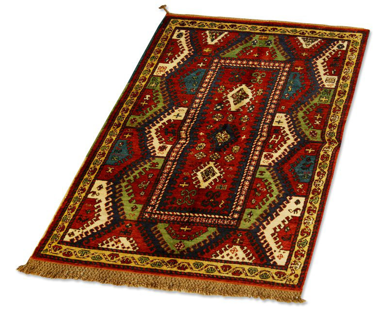 Bordjalu Wool Southwestern Area Rug in Blue/Green, Rectangle 5' x 6'