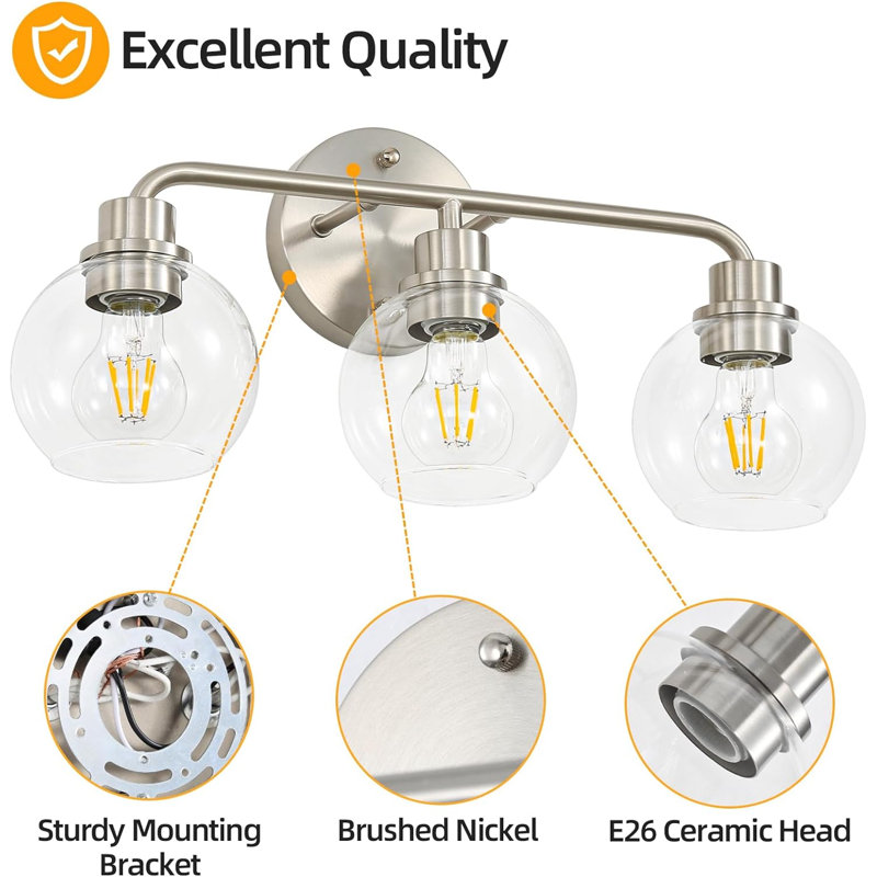 Abileigh 3 - Light Dimmable Vanity Light, Brushed Nickel
