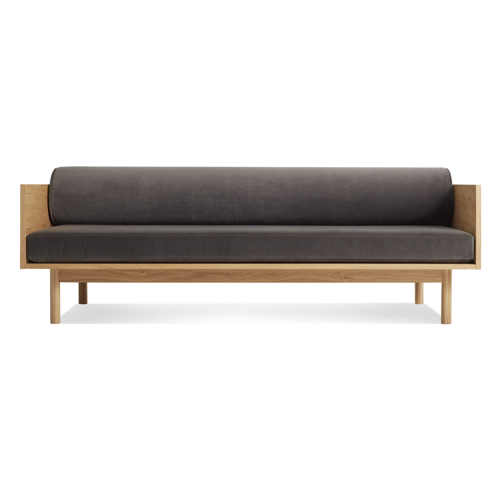 Souvenir 87'' Upholstered Sofa, Storm Velvet Velvet, White Oak