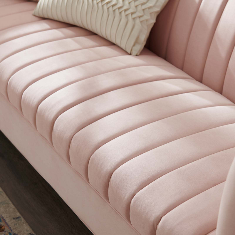 Canapé Shift Channel, Velours rose