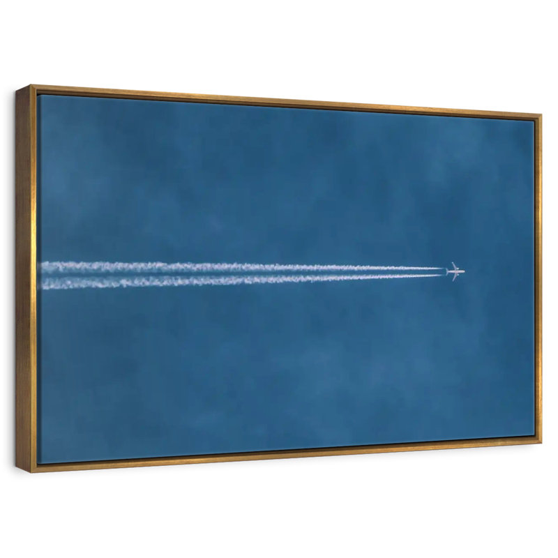 Avion au-dessus, 46 po x 31 po, Cadre flottant doré