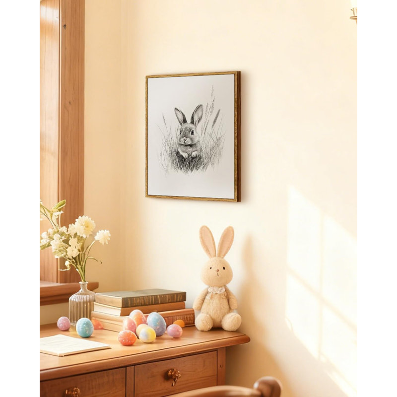 Minimalist Bunny Sketch Framed Wall Art