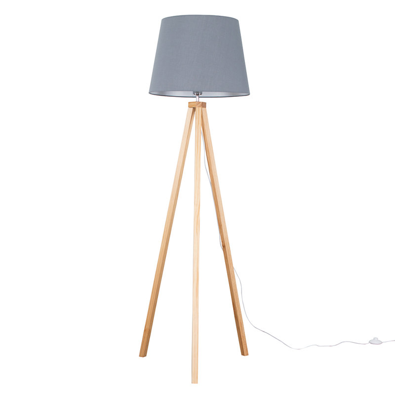 Nemours 159cm Basbro Tripod Floor Lamp Shade, No, Grey, Black
