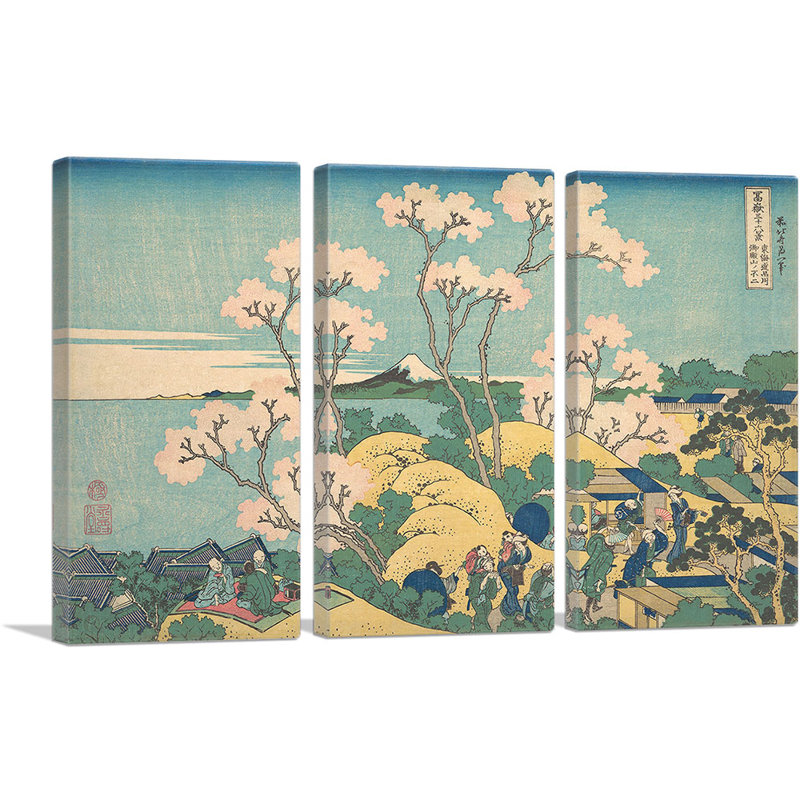 Goten-Yama Hill Shinagawa sur la route de Tokaido 1832 - impression de 3 pièces, H 40 po x l 60 po x P 1,5 po