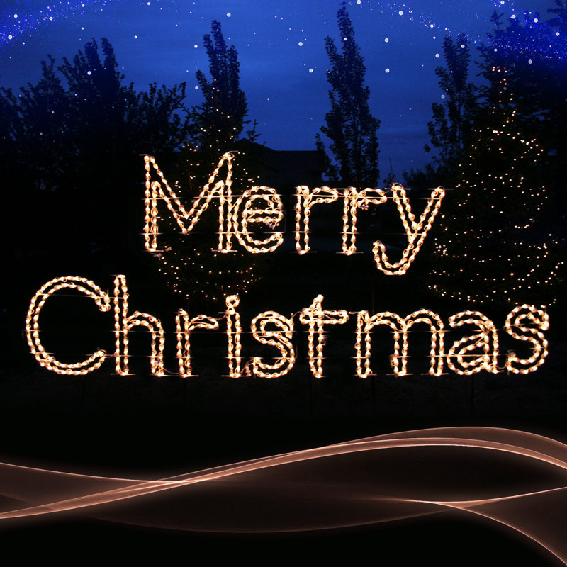 Sign LED Merry Christmas 18 ft, Warm White