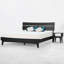 Ensemble de chambre à coucher 2 pièces - Structure de lit plateforme en bois massif avec table de chevet assortie, style Mid-Century moderne, finition Ristretto noir, capacité de 800 lb, aucun sommier nécessaire-91715926-91715925