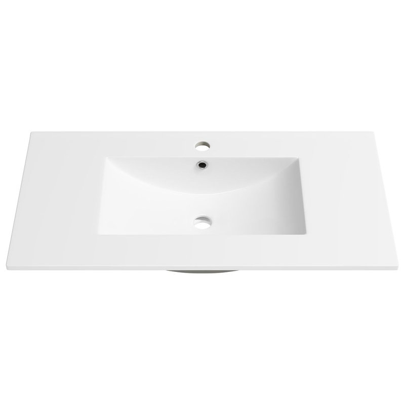 Évier de salle de bain rectangulaire en porcelaine vitrifiée blanc l 35,9 po x P 18,25 po Tucson pour robinet à un trou (lavabo seulement, sans meuble-lavabo)