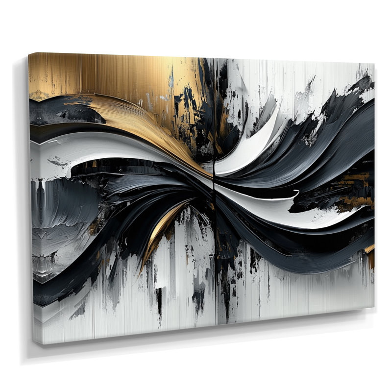Art mural sur toile transitionnel moderne Goldern, H 30 po x l 40 po, Toile tendue, Ne s’applique pas
