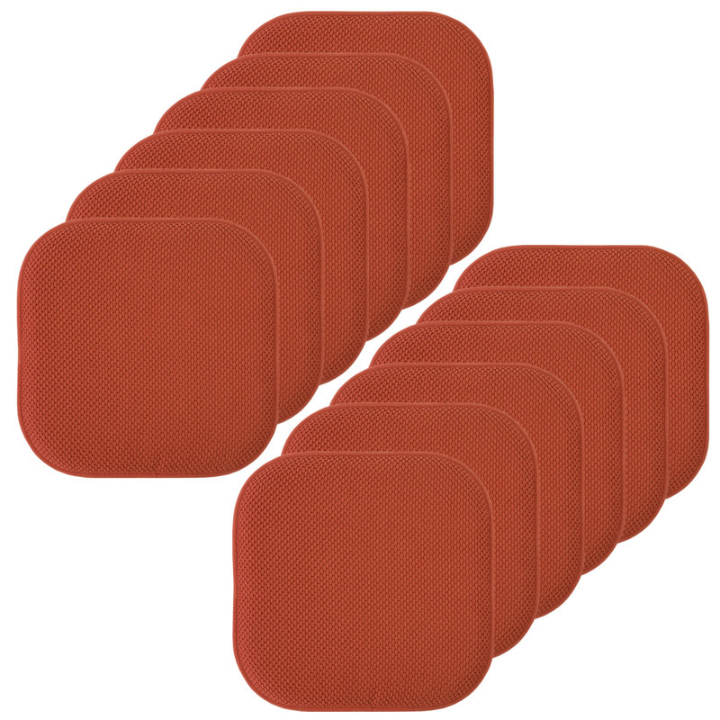 Honeycomb Non-Slip Indoor Chair Cushions, Rust, 12-Pack