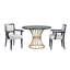 Ensemble de salle à manger 42 po rond en chêne foncé - table en placage d'apparence bois massif + 2 chaises rembourrées au fini noyer, base en fer robuste, meuble de coin-cuisine 3 pièces peu encombrant, style rustique-moderne-850148887-850148880
