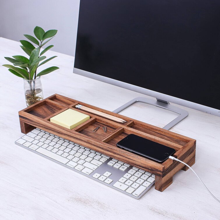 6 Slot Solid Wood Desk Supplies Organizer Inbox Zero