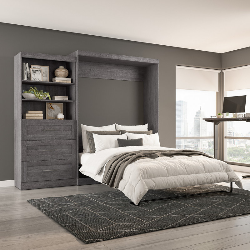 Arlex Storage Murphy Bed, Bark Gray, Queen