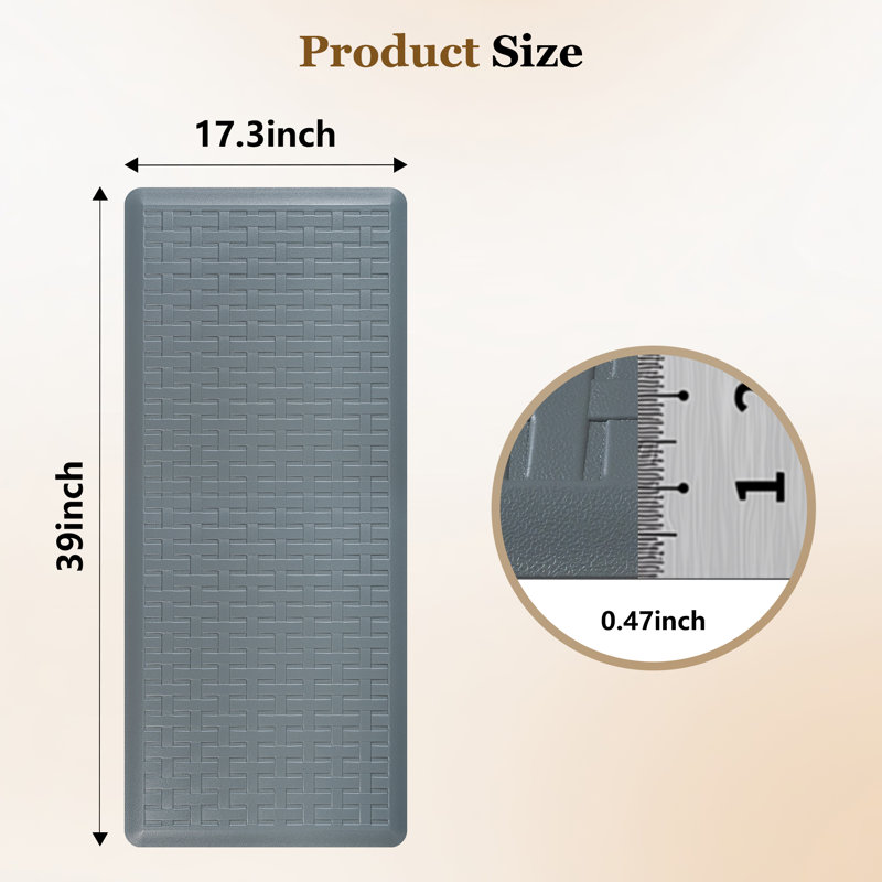Tapis de cuisine antidérapant et antidérapant, Rectangle 1 pi 5 po x 3 pi 3 po, Gris