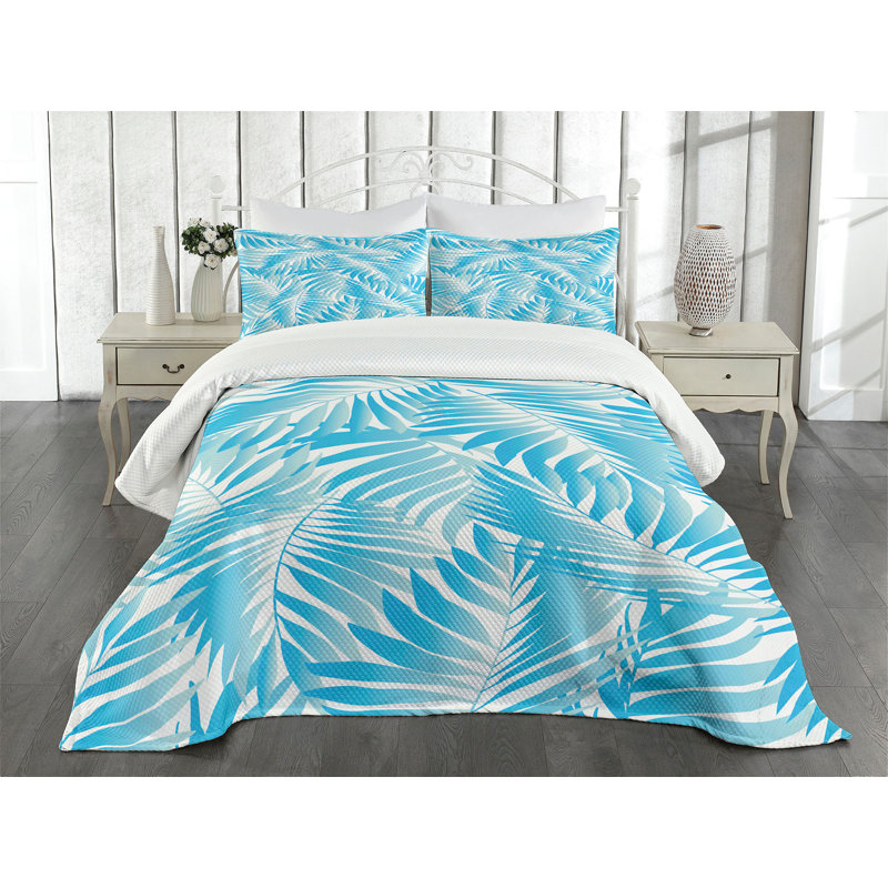 Ambesonne Tropical Bedspread Exotic Miami Palms, King Bedspread + 2 Standard Shams