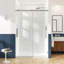 Porte de douche coulissante simple sans cadre l 72 à 77 po x H 76 po avec verre trempé transparent de 3/8 po (10 mm), film incassable et localisateur de trous d'installation - Rail supérieur carré-124003474